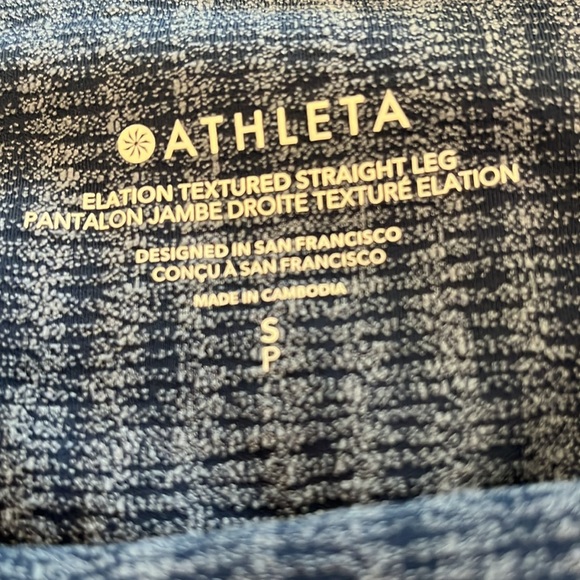 Athleta Navy Textured Straight Leg Athletic Pants. Hidden inside waist pocket. S - Picture 10 of 13